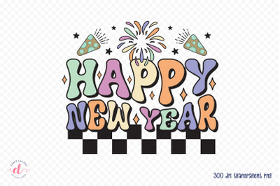 Retro Happy New Year PNG Sublimation