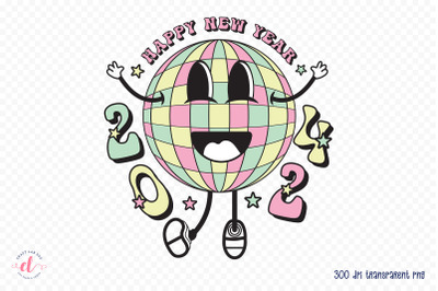 Retro Happy New Year 2024 Sublimation