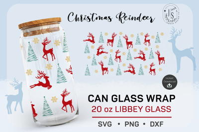 Reindeer SVG, 20oz can glass, Christmas svg, snowflake svg