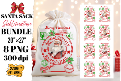 Santa sack sublimation. Christmas gift bag design