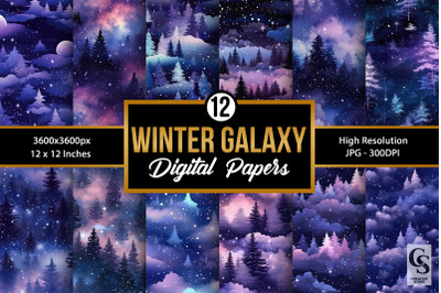 Dreamy Winter Galaxy Digital Papers