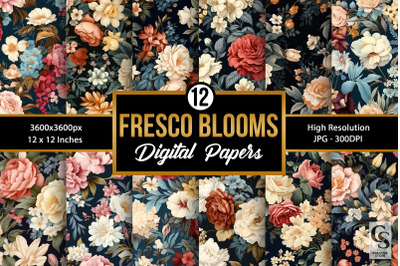 Fresco Blooming Flowers Seamless Patterns