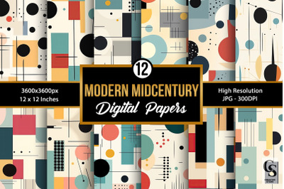 Modern Mid-Century Seamless Patterns