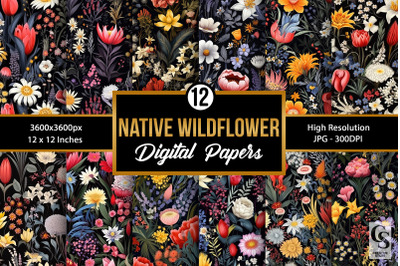 Native Wildflowers Pattern Digital Papers