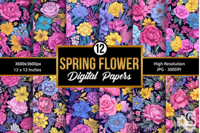 Spring Blooming Flowers Digital Papers