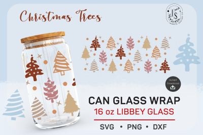 16oz, Christmas tree svg glass can, Christmas svg, Xmas