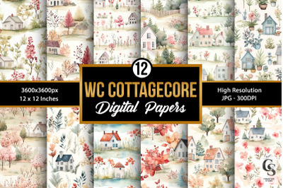 Watercolor Cottagecore Pattern Digital Papers