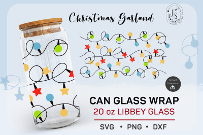 String lights svg, 20oz can glass, Christmas svg