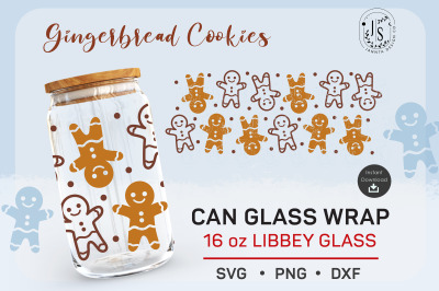 Gingerbread men, 16oz can glass, Christmas Cookies