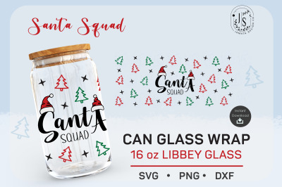 16oz, Santa Squad svg glass can, Christmas svg, Xmas glass