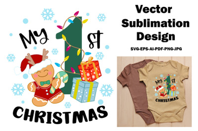 My First Christmas. Baby 1st Christmas T-Shirt Design.