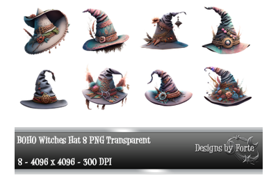 Eight Boho Witches Hat Graphics