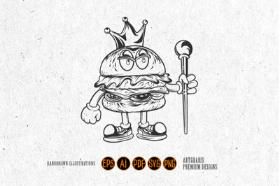 Crown culinary funky burger fiesta silhouette