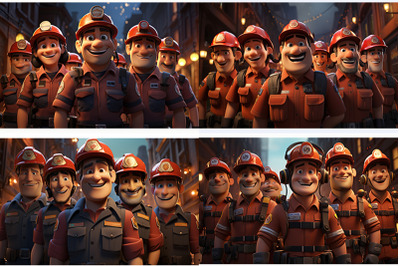 the characters of the animated animated movie firemen
