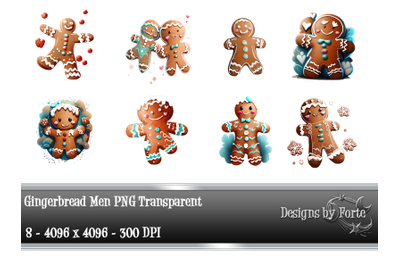 Eight Gingerbread Men Graphics Transparent PNG