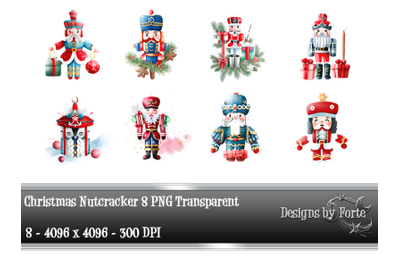Eight Christmas Nutcrackers Transparent PNG