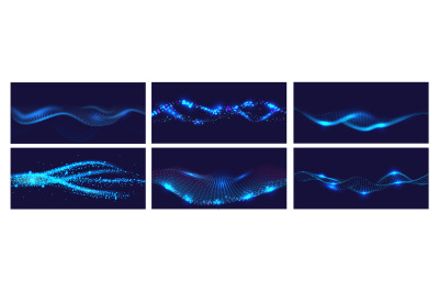 Big data flow banner backgrounds. Moving blue particles&2C; futuristic ab