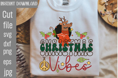 Christmas Vibes SVG cut file,Christmas Retro Designs Christmas Sublima