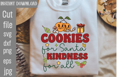 Cookies for Santa Kindness for all SVG cut file&2C;Christmas Retro Design