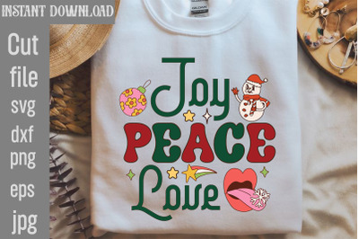 Joy Peace Love SVG cut file,Christmas Retro Designs Christmas Sublimat