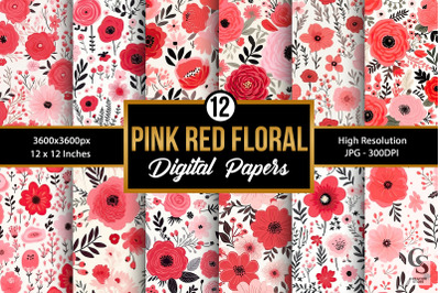 Red &amp; Pink Cute Blooms Seamless Patterns