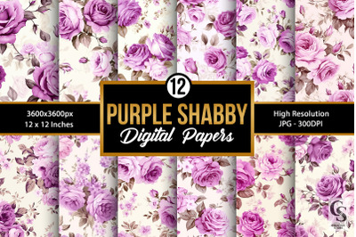 Purple Shabby Chic Seamless Patterns