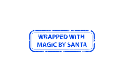 Wrapped magic by santa rubber stamp present