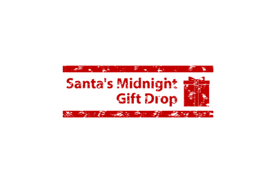 Santa midnight gift drop, rubber stamp for gift