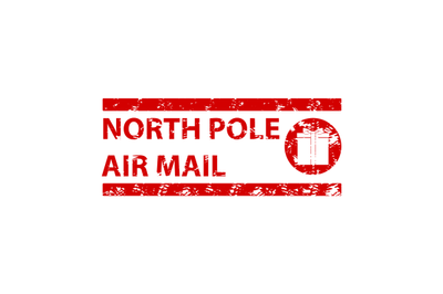 North pole air mail rubber stamp for post office new year and christma