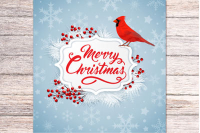 Christmas Card with Cardinal Bird