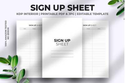 Sign Up Sheet KDP Interior