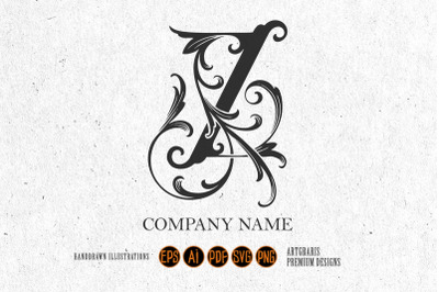 Luxury flourish ornament letter Z classic monogram logo monochrome