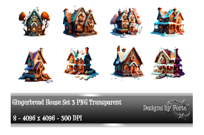 Eight Gingerbread Houses PNG Transparent
