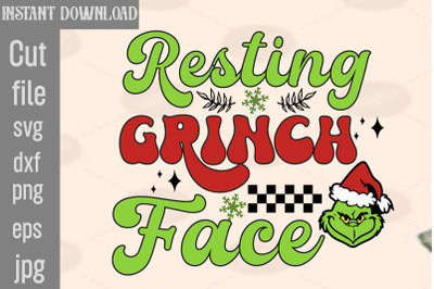 Resting Grinch Face SVG cut file&2C;Lady Grinch PNG&2C;Santa Grinch PNG &2C; Ba