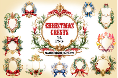 Christmas Crests Watercolor Clipart
