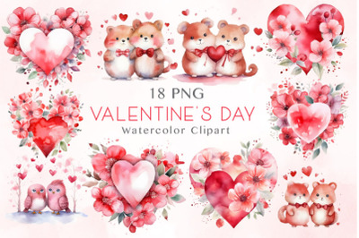 Watercolor Valentines Day Clipart