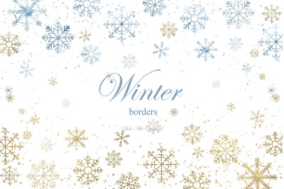 Christmas border,Snowflake Overlays GOLD snow winter frame