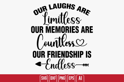 Our Laughs are Limitless Our Memories are Countless our friendship is