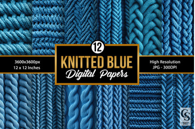 Blue Knitted Texture Digital Papers