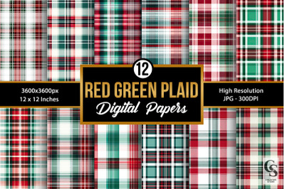 Red &amp; Green Plaid Seamless Patterns