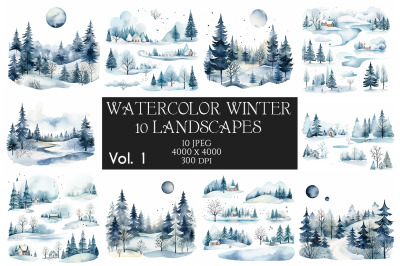 Watercolor Winter Landscapes Vol.1
