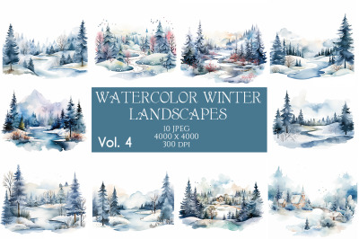 Watercolor Winter Landscapes Vol.4