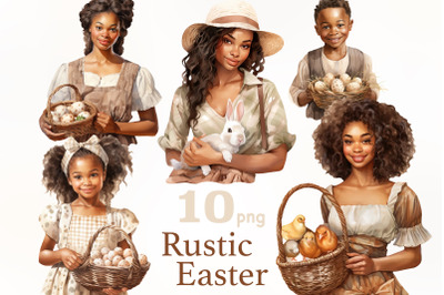 Rustic Easter Clipart | Easter Black Girls Clipart