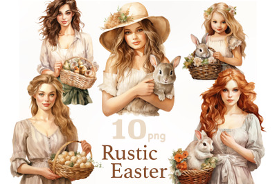 Rustic Easter Clipart | Easter Girls Clipart