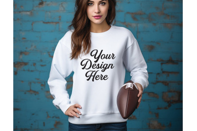 Football White Woman Mockups, Sports Mockups Digital Download