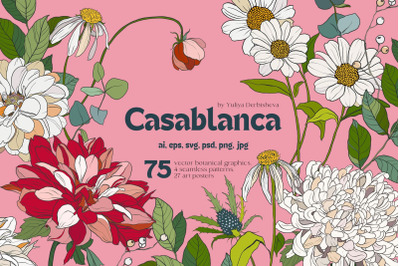 Casablanca floral modern flowers vector poster pattern
