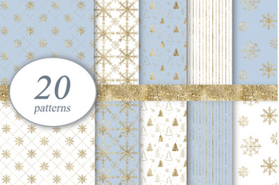 Gold snowflakes backgrounds Christmas Scrapbook Paper.
