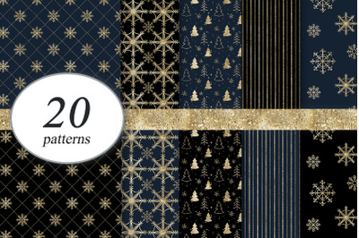 Golden  Christmas backgrounds Snowflakes,striped,geometric Scrapbookin