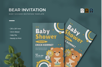 Bear - Baby Shower Invitation