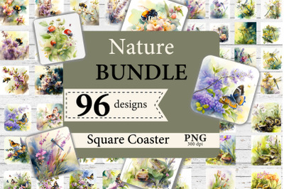 Nuture Coaster Bundle PNG. Spring Bundle. Square Coaster Bundle